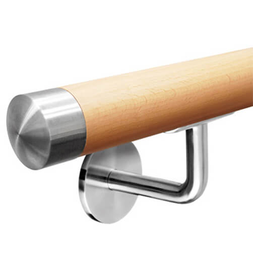 Hardwood Beech Handrail with Angle Plate Bracket