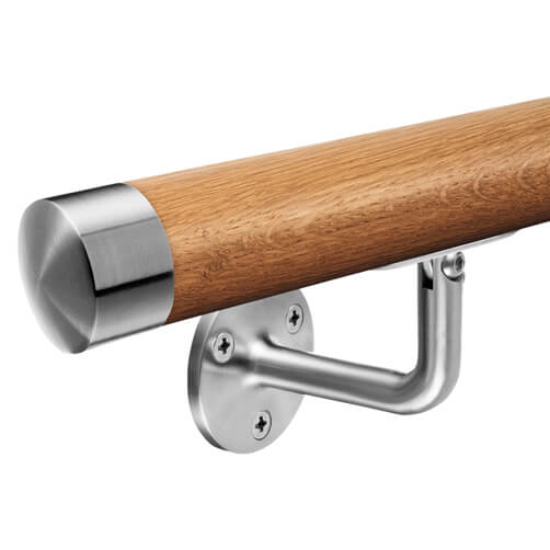 42mm Round Stair Handrail Wooden Bannister Balustrade Stainless Steel Brackets