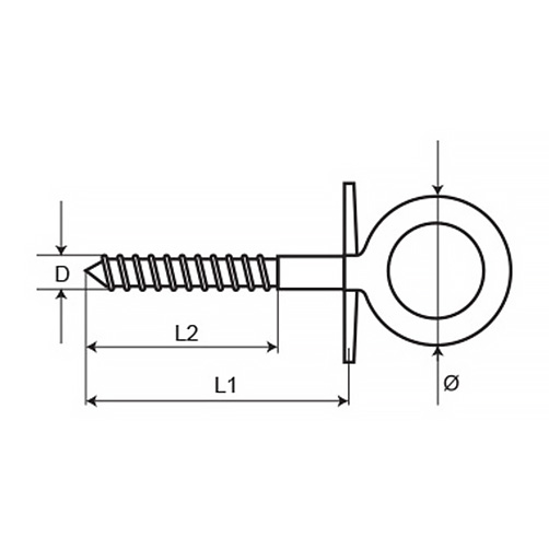 Wood Screw Thread Stainless Steel Eye Bolt With Plate Diagram